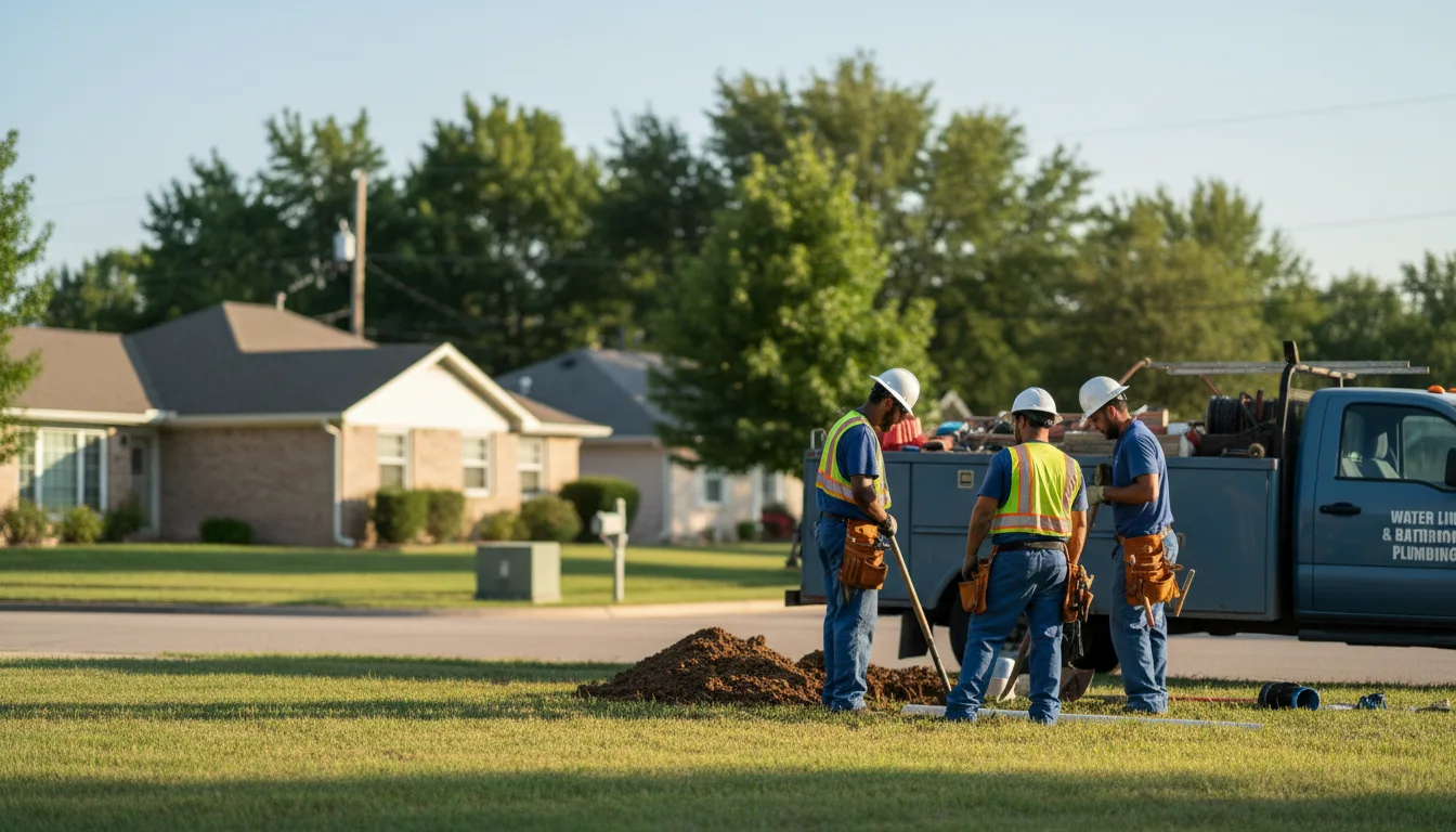 Residential water line and bathroom plumbing service in Henning, IL